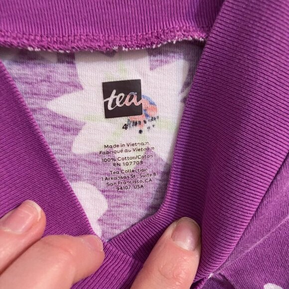 Tea Collection Riko Trapeze Dress Swedish Flowers in Purple size 4 - Picture 5 of 5